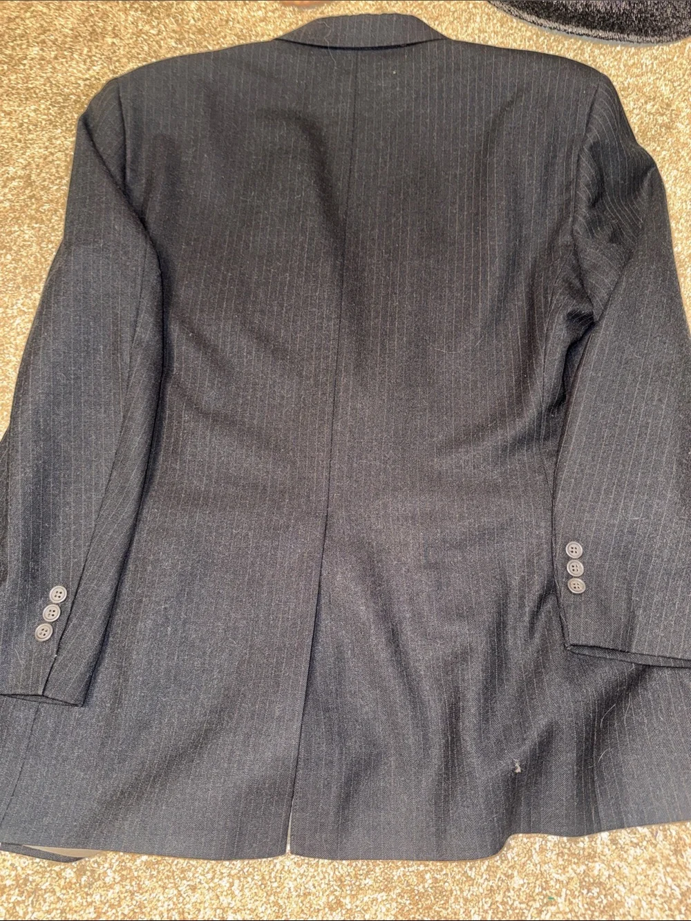 Brooks Brothers Men's Dark Gray with rust Pinstripes Blazer Two-Button 43R